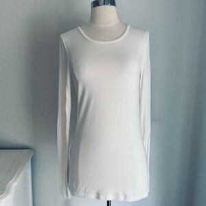 Halogen Modal Thin Knit Long Sleeve Tee, Ivory, Medium